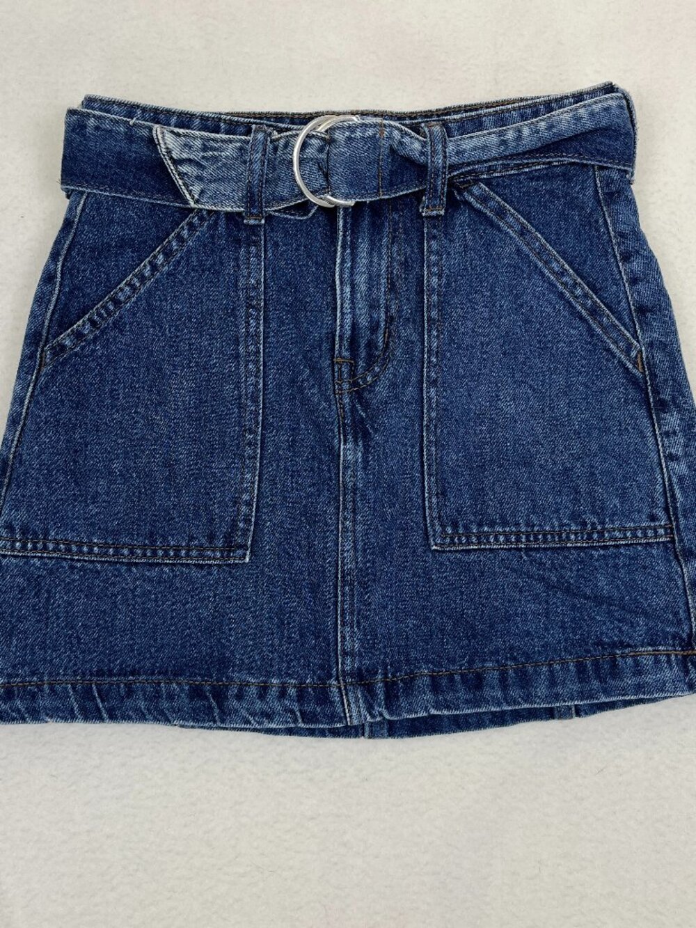Aeropostale Denim Mini Skirt Size 000 High Rise O-Ring Belt 2010s